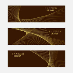 Set of brown and gold banner design