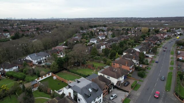Large houses Chigwell Essex UK drone aerial view