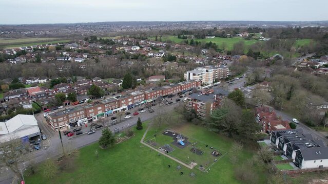 Chigwell Essex UK drone aerial view High street