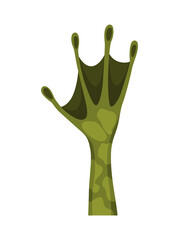 Animal paw. Animalistic foot of frog. Funny pet. Cute cartoon animal body part isolated on white background