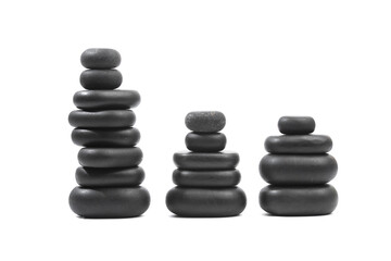 black spa stones isolated on white background .