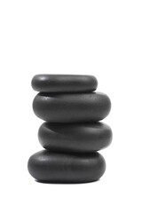 black spa stones isolated on white background .