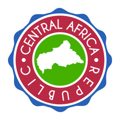 Central African Republic Badge Map Vector Seal Vector Sign. National Symbol Country Stamp Design Icon Label. 