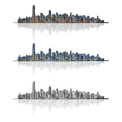 Shanghai China city skyline vector silhouette