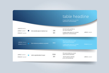 Table design template, schedule, price tab for business. Vector.