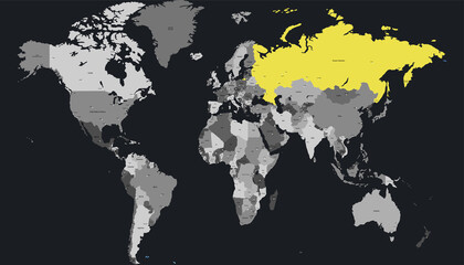 Fototapeta na wymiar World map. Color vector modern. Map of Russia. Russian federation 