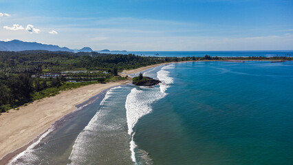 Aerial view of the beautiful south west coast of Aceh