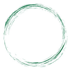 Circle brush stroke vector isolated on white background. Green enso zen circle brush stroke. For stamp, seal, ink and paintbrush design template. Grunge hand drawn circle shape, vector illustration