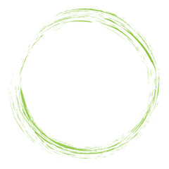 Circle brush stroke vector isolated on white background. Green enso zen circle brush stroke. For stamp, seal, ink and paintbrush design template. Grunge hand drawn circle shape, vector illustration