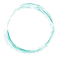 Circle brush stroke vector isolated on background. Turquoise enso zen circle brush stroke. For stamp, seal, ink and paintbrush design template. Grunge hand drawn circle shape, vector illustration