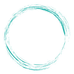 Circle brush stroke vector isolated on background. Turquoise enso zen circle brush stroke. For stamp, seal, ink and paintbrush design template. Grunge hand drawn circle shape, vector illustration