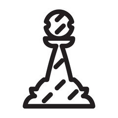 Chess game outline vector icon.Outline vector illustration of pawn. Isolated illustration of chess game icon on white background.