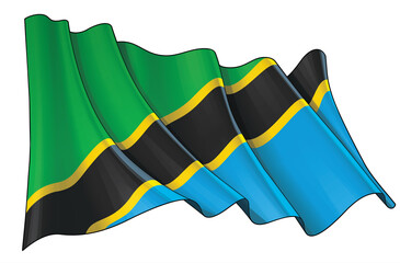 Waving Flag of Tanzania