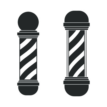 Barber poles graphic icon set. Two different sign isolated on white background. Barbershop symbols. Vector illustration