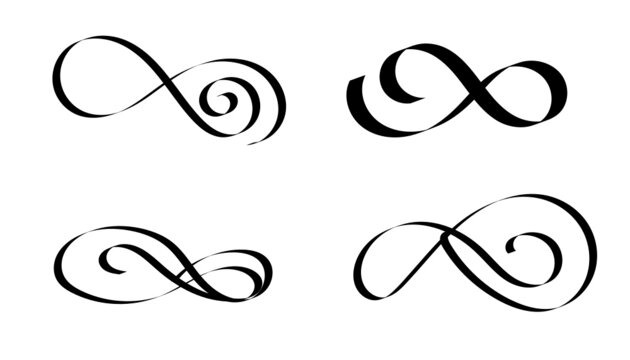 Infinity symbols line swirls set