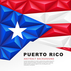 Polygonal flag of Puerto Rico. Vector illustration. Abstract background in the form of colorful blue, red and white stripes