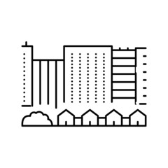 town city buildings and houses line icon vector illustration
