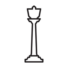 Chess game outline vector icon.Outline vector illustration of gueen. Isolated illustration of chess game icon on white background.