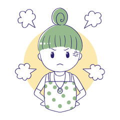 腹を立てて怒る女性背景あり