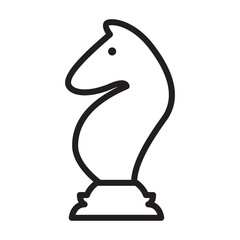 Chess game outline vector icon.Outline vector illustration of horse. Isolated illustration of chess game icon on white background.