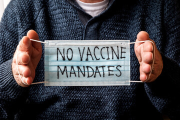 The man does not agree to do covid-19 vaccination, Put on text message 