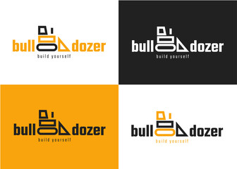 Bulldozer minimalistic logo design template. Vector