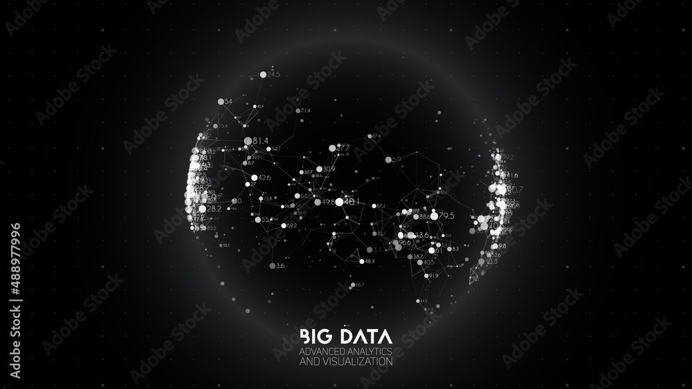 Poster Big data visualization. Futuristic infographic. Information aesthetic design. Visual data complexity. Complex data threads graphic visualization. Abstract data graph.