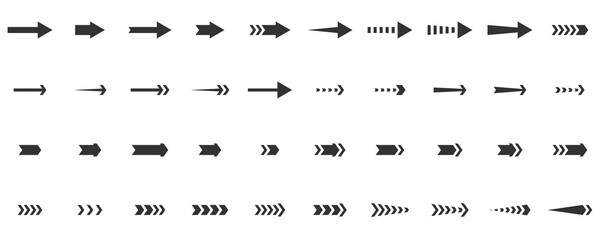 Arrows icons set. Black arrows collection. Vector illustration isolated on white background.