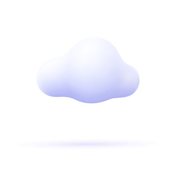 White cloud. 3d vector icon. Cartoon minimal style.