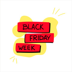 Vector illustration for sale, Banner with the inscription Black Friday week. Illustration for banners, posters, sales, shops.