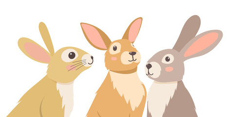 hare, rabbit portrait cartoon flat design, isolated vector
