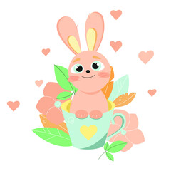 easter bunny with heart and flower