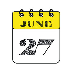 June 27 calendar icon. Vector illustration in flat style.