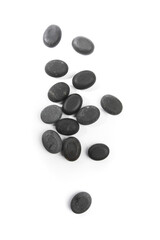 Fototapeta na wymiar black spa stones isolated on white background .