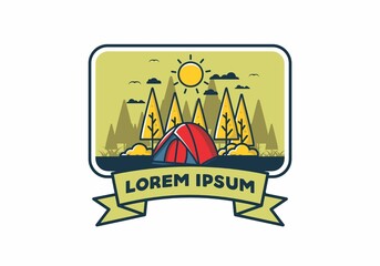 Fun camping with dome tent flat illustration