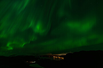 Fototapeta na wymiar Aurora borealis at the Nordkapp