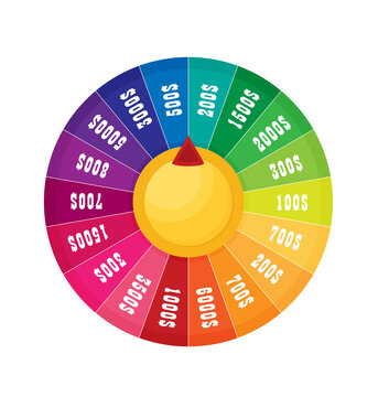 Fortune of wheel. Flat vector isolated on color background