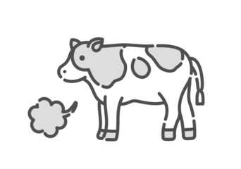 ゲップをする牛のシンプルなイラスト。 - obrazy, fototapety, plakaty