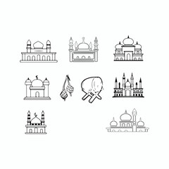 bundel set mosque vector inspiration
