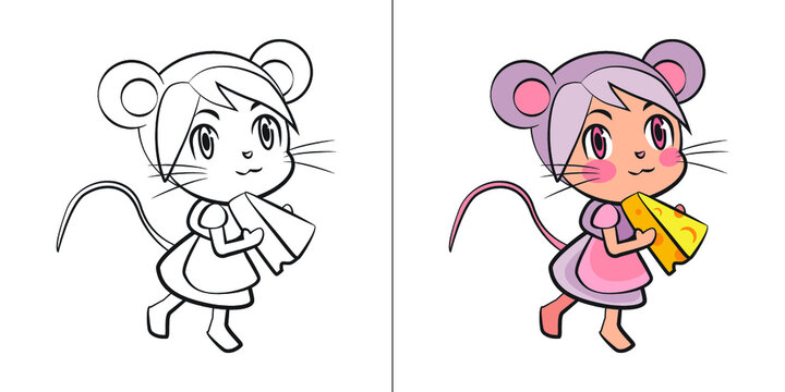 Cute Rat Girl Cartoon Illustration