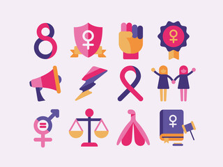 icon set for women's day and feminism