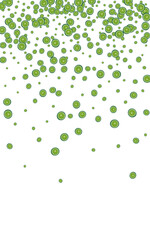 Juicy Citrus Background White Vector. Lemon Wallpaper Set. Bright Flying Fruit. Green Design Pattern.