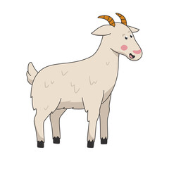 Goat Male with horns smile cute cartoon vector
