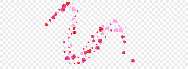 Violet Confetti Background Transparent Vector. Volume Backdrop Heart. Fond Shape Pattern. Red Heart Present Illustration. Tender Art Frame.