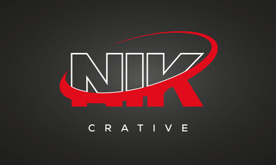NIK letters creative technology logo design - obrazy, fototapety, plakaty