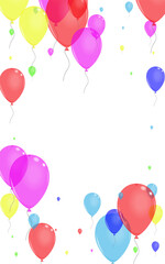 Blue Surprise Background White Vector. Balloon Ceremony Template. Multicolor Latex. Colorful Baloon. Flying Isolated Frame.