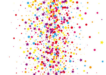 Yellow Fun Circle Background. Explosion Dot Decoration. Pink Confetti Fiesta Illustration. Abstract Star Decoration.