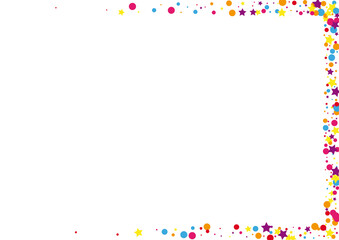 Yellow Carnival Star Background. Joy Circle Decoration. Orange Dot Festive Illustration. Colorful Confetti Illustration.