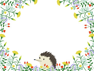 hedgehog and yellow carnation flower