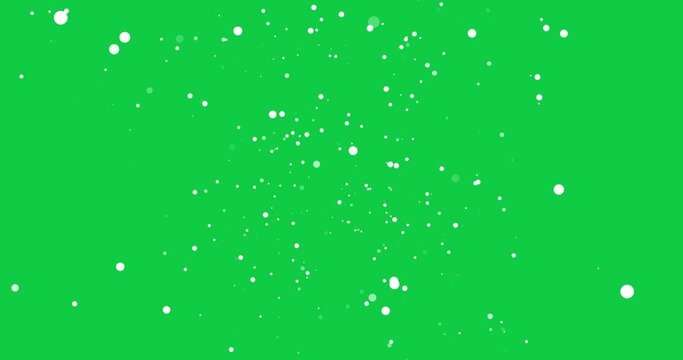 Sphere and circle on green screen. Chroma key and white particles effect. Bubbles overlay green